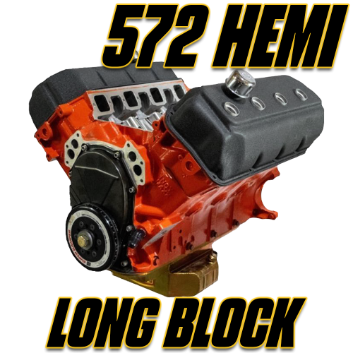 Mopar Big Block Engines - Mopar 572 Hemi Long Block Engines (No Intake, Ignition or Pulleys)